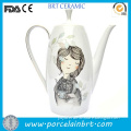 Custom creative high quality tea pot porcelain Hand Printed Ceramic